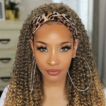 Load image into Gallery viewer, Ombre Blonde Curly Headband Wigs for Women Honey Blond Soft Hair Afro Curl Coily Synthetic Wig Headband Wigs  (Ombre Blonde)
