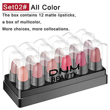 Load image into Gallery viewer, 18Pcs Capsule Pills Lipstick Mini Lip Stick Packs Matte Lipstick Set for Women, DNM Dark Sexy Red Mini Matte Lipstick Makeup Set Waterproof Long Lasting labiales mate 24 horas originales lapiz labial