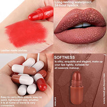 Load image into Gallery viewer, 18Pcs Capsule Pills Lipstick Mini Lip Stick Packs Matte Lipstick Set for Women, DNM Dark Sexy Red Mini Matte Lipstick Makeup Set Waterproof Long Lasting labiales mate 24 horas originales lapiz labial