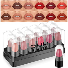 Load image into Gallery viewer, 18Pcs Capsule Pills Lipstick Mini Lip Stick Packs Matte Lipstick Set for Women, DNM Dark Sexy Red Mini Matte Lipstick Makeup Set Waterproof Long Lasting labiales mate 24 horas originales lapiz labial