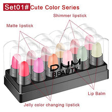 Load image into Gallery viewer, 18Pcs Capsule Pills Lipstick Mini Lip Stick Packs Matte Lipstick Set for Women, DNM Dark Sexy Red Mini Matte Lipstick Makeup Set Waterproof Long Lasting labiales mate 24 horas originales lapiz labial