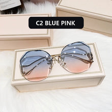 Load image into Gallery viewer, 2022 Fashion Tea Gradient Sunglasses Women Ocean Water Cut Trimmed Lens Metal Curved Temples Sun Glasses Female UV400