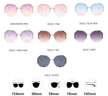 Load image into Gallery viewer, 2022 Fashion Tea Gradient Sunglasses Women Ocean Water Cut Trimmed Lens Metal Curved Temples Sun Glasses Female UV400