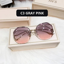 Load image into Gallery viewer, 2022 Fashion Tea Gradient Sunglasses Women Ocean Water Cut Trimmed Lens Metal Curved Temples Sun Glasses Female UV400