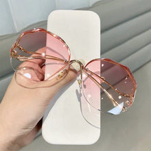 Load image into Gallery viewer, 2022 Fashion Tea Gradient Sunglasses Women Ocean Water Cut Trimmed Lens Metal Curved Temples Sun Glasses Female UV400