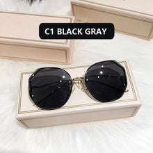 Load image into Gallery viewer, 2022 Fashion Tea Gradient Sunglasses Women Ocean Water Cut Trimmed Lens Metal Curved Temples Sun Glasses Female UV400