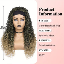 Load image into Gallery viewer, Ombre Blonde Curly Headband Wigs for Women Honey Blond Soft Hair Afro Curl Coily Synthetic Wig Headband Wigs  (Ombre Blonde)