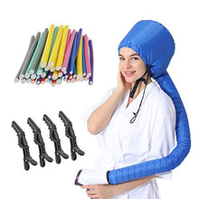 Load image into Gallery viewer, (3 in 1) Pack 24 pcs Flexi Twist Foam Hair Curler Rollers Curling Rods 9.45" Long+ Hair Dryer Bonnet Attachment + 4 Hair Styling Clips