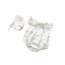 Load image into Gallery viewer, Cotton Floral Baby Romper with Flounced Sleeves and Square Collar