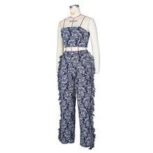 Load image into Gallery viewer, Fashion Print Women's Set Strapless Top and Wide Leg tassel Pants Summer Cargo Street Two 2 Piece Set Outfit Tracksuit