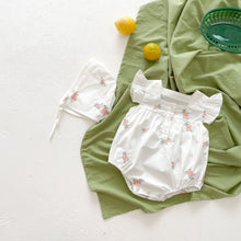 Load image into Gallery viewer, Cotton Floral Baby Romper with Flounced Sleeves and Square Collar