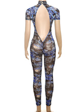 Load image into Gallery viewer, Colorful Print Jumpsuit Women Mesh  See Through Coquette Summer Backless