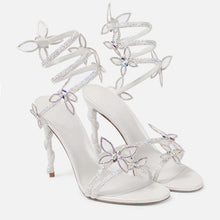 Load image into Gallery viewer, Luxury Crystal Embellished Butterfly Detail Women Sandals Sexy Coiled Strap High heels