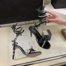 Load image into Gallery viewer, Luxury Crystal Embellished Butterfly Detail Women Sandals Sexy Coiled Strap High heels