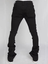 Load image into Gallery viewer, Men Jeans Long Pant Denim Flare Pants Hole Straight Trousers Slim Fit High Waist Casual Button Pocket Splice Autumn Winter