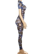 Load image into Gallery viewer, Colorful Print Jumpsuit Women Mesh  See Through Coquette Summer Backless