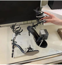 Load image into Gallery viewer, Luxury Crystal Embellished Butterfly Detail Women Sandals Sexy Coiled Strap High heels