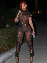 Load image into Gallery viewer, Colorful Print Jumpsuit Women Mesh  See Through Coquette Summer Backless