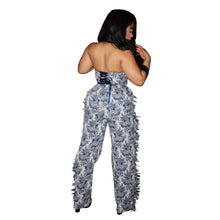 Load image into Gallery viewer, Fashion Print Women's Set Strapless Top and Wide Leg tassel Pants Summer Cargo Street Two 2 Piece Set Outfit Tracksuit