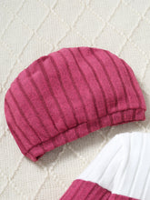 Load image into Gallery viewer, Autumn And Winter Color Blocked Knitted Dress For Girls, Slim Fit Temperament Mid Length Skirt With Hat Included