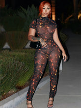 Load image into Gallery viewer, Colorful Print Jumpsuit Women Mesh  See Through Coquette Summer Backless
