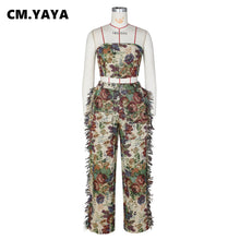 Load image into Gallery viewer, Fashion Print Women's Set Strapless Top and Wide Leg tassel Pants Summer Cargo Street Two 2 Piece Set Outfit Tracksuit