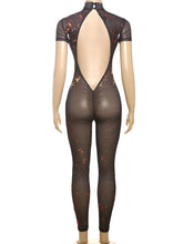 Load image into Gallery viewer, Colorful Print Jumpsuit Women Mesh  See Through Coquette Summer Backless