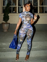 Load image into Gallery viewer, Colorful Print Jumpsuit Women Mesh  See Through Coquette Summer Backless