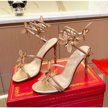 Load image into Gallery viewer, Luxury Crystal Embellished Butterfly Detail Women Sandals Sexy Coiled Strap High heels