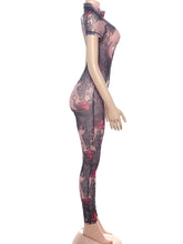 Load image into Gallery viewer, Colorful Print Jumpsuit Women Mesh  See Through Coquette Summer Backless