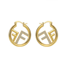 Load image into Gallery viewer, Letter F Zircon 925 Silver Needle High-end Earrings for Women Jewelry