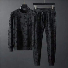 Load image into Gallery viewer, New Men Suits Simple Jacquard O-Neck Long Sleeve Thin T-shirts And Pants Two piece Set For Men's Trendy Outfits