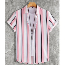 Load image into Gallery viewer, Summer Fashion 3D Print Striped Men's Shirts Basic GraphicsButton Short Sleeve Lapel Streetwear Hawaiian Blouse shirts for men