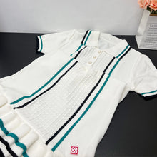 Load image into Gallery viewer, Chic Fashion  Knitted Mini Dress 2025 Summer Vintage Turn-down Collar Ruffled Party Dress