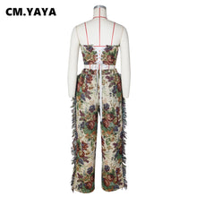Load image into Gallery viewer, Fashion Print Women's Set Strapless Top and Wide Leg tassel Pants Summer Cargo Street Two 2 Piece Set Outfit Tracksuit