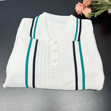 Load image into Gallery viewer, Chic Fashion  Knitted Mini Dress 2025 Summer Vintage Turn-down Collar Ruffled Party Dress