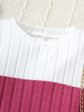 Load image into Gallery viewer, Autumn And Winter Color Blocked Knitted Dress For Girls, Slim Fit Temperament Mid Length Skirt With Hat Included