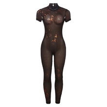Load image into Gallery viewer, Colorful Print Jumpsuit Women Mesh  See Through Coquette Summer Backless