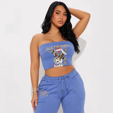 Load image into Gallery viewer, 2025 European and American Sexy Slim Tube Top Short Top Elastic Trousers Women Two Piece Sets