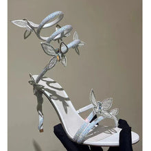 Load image into Gallery viewer, Luxury Crystal Embellished Butterfly Detail Women Sandals Sexy Coiled Strap High heels