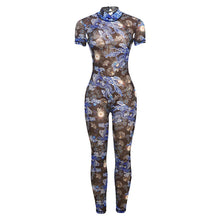 Load image into Gallery viewer, Colorful Print Jumpsuit Women Mesh  See Through Coquette Summer Backless
