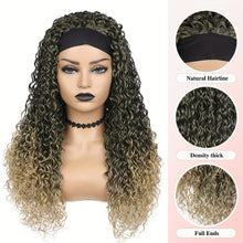 Load image into Gallery viewer, Ombre Blonde Curly Headband Wigs for Women Honey Blond Soft Hair Afro Curl Coily Synthetic Wig Headband Wigs  (Ombre Blonde)