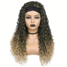 Load image into Gallery viewer, Ombre Blonde Curly Headband Wigs for Women Honey Blond Soft Hair Afro Curl Coily Synthetic Wig Headband Wigs  (Ombre Blonde)