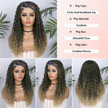 Load image into Gallery viewer, Ombre Blonde Curly Headband Wigs for Women Honey Blond Soft Hair Afro Curl Coily Synthetic Wig Headband Wigs  (Ombre Blonde)