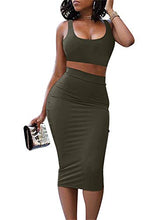 Load image into Gallery viewer, Women's Sexy Summer Outfits Bodycon Tank Top Midi Skirt 2 Piece Dress Lavender