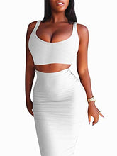 Load image into Gallery viewer, Women's Sexy Summer Outfits Bodycon Tank Top Midi Skirt 2 Piece Dress Lavender