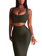 Load image into Gallery viewer, Women's Sexy Summer Outfits Bodycon Tank Top Midi Skirt 2 Piece Dress Lavender