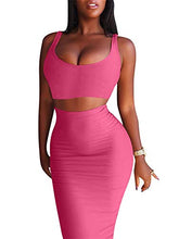 Load image into Gallery viewer, Women's Sexy Summer Outfits Bodycon Tank Top Midi Skirt 2 Piece Dress Lavender