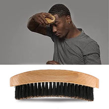 Load image into Gallery viewer, Premium Palm Wave Brush - Medium Hard Palm Curved Wave Brush for Men - Made with Nature Beech &amp; Black Mix Bristle Men's Hair Brush Wave Brush For Men 360