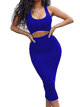 Load image into Gallery viewer, Women's Sexy Summer Outfits Bodycon Tank Top Midi Skirt 2 Piece Dress Lavender
